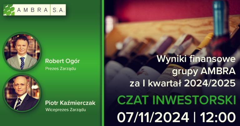 Wyniki finansowe grupy AMBRA za I kwartał 2024/2025 – czat inwestorski z zarządem