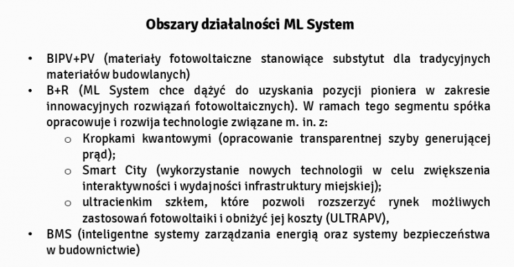Obszary działalności ML System