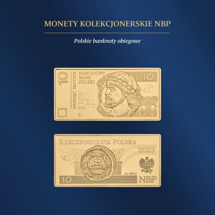 Złota moneta kolekcjonerska NBP z serii: Polskie banknoty obiegowe