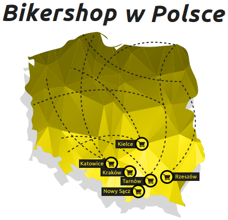 Ilustracja 1. Sklepy stacjonarne sieci Bikershop w Polsce.