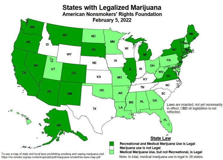 Status marihuany w stanach USA