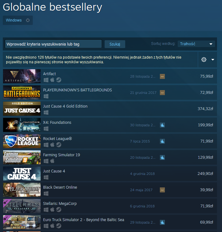 Bestsellery Steam