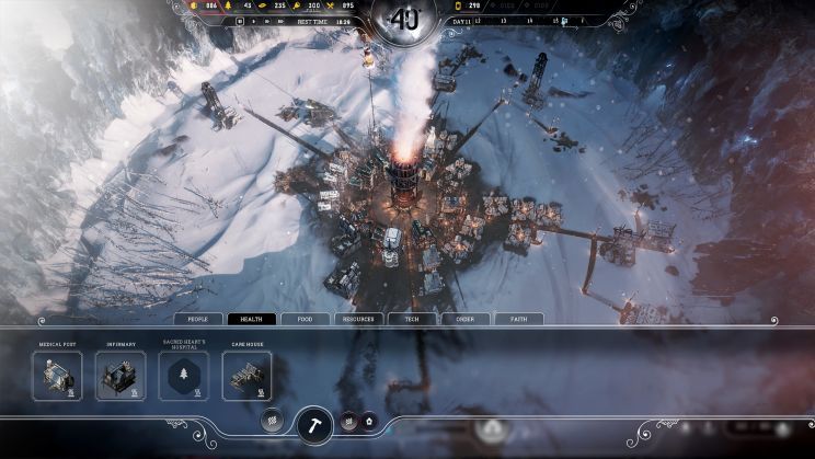 Screenshot z gry Frostpunk produkowanej przez 11 bit studios