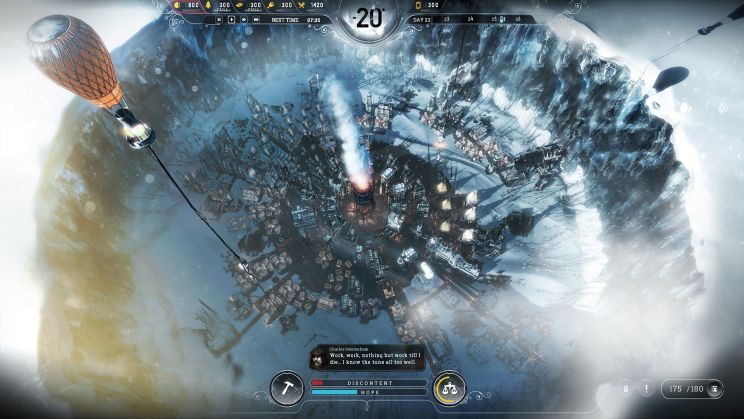 Screenshot z gry Frostpunk produkowanej przez 11 bit studios