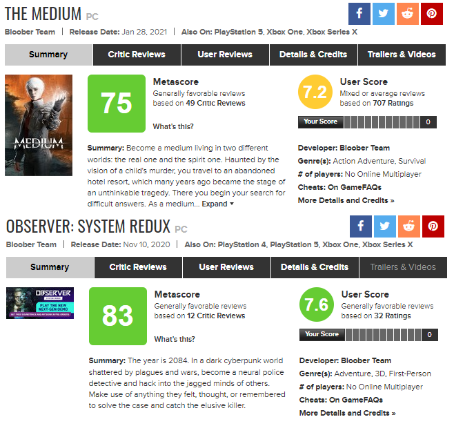 The Medium Observer Metacritic